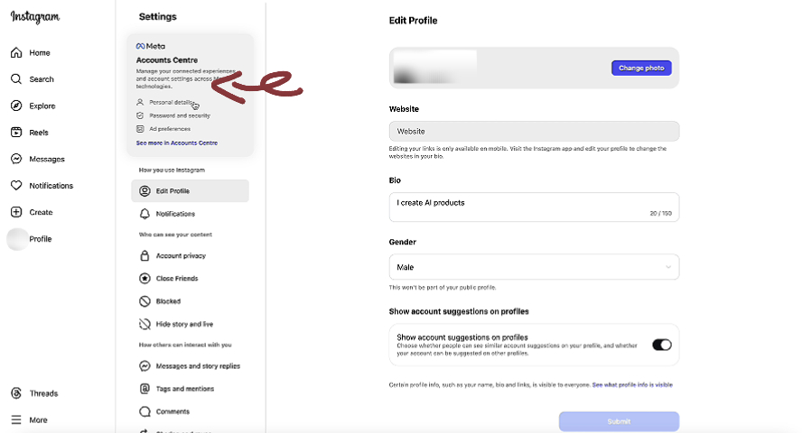 Step 3: Navigate to Accounts Center