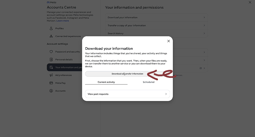 Step 5: Select Download or Transfer Information