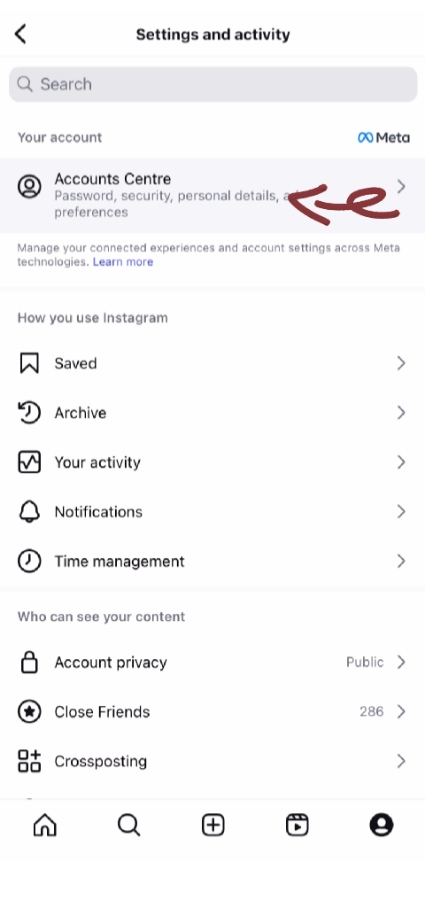 Step 2: Select Accounts Center