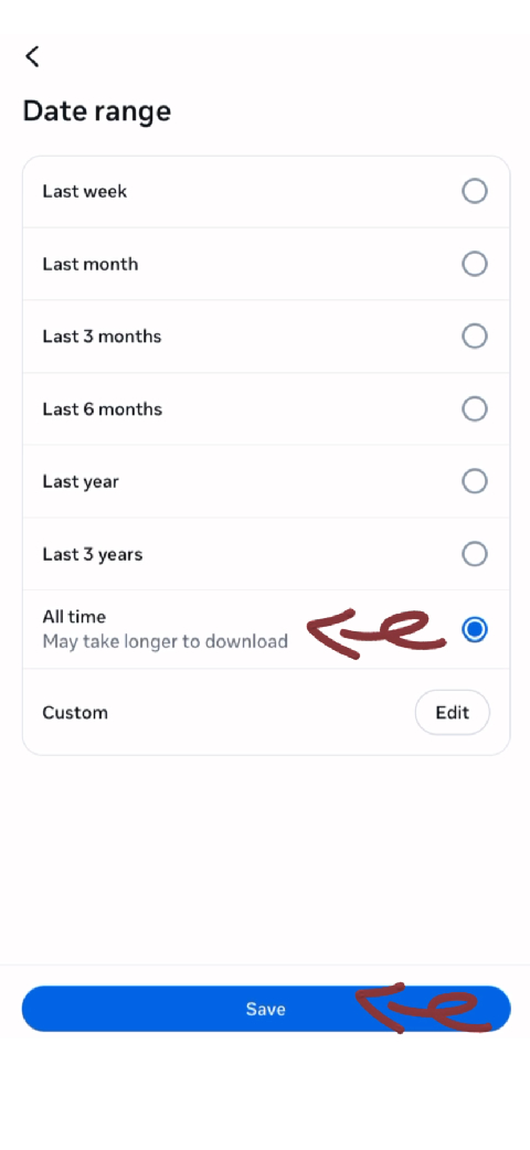 Step 10: Choose All Time and Save