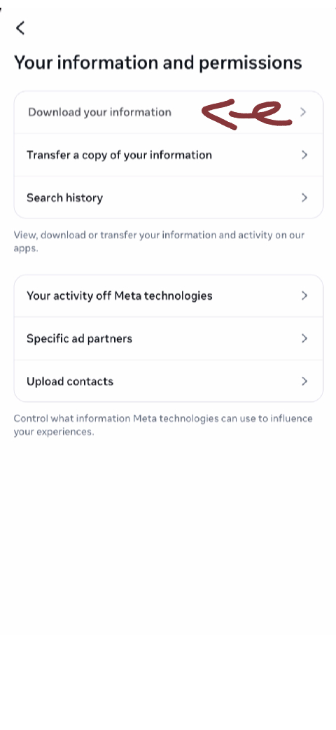 Step 4: Choose Download Your Information