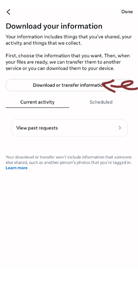 Step 5: Select Download or Transfer Information