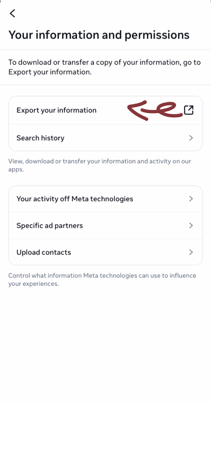 Step 4: Choose Export Your Information