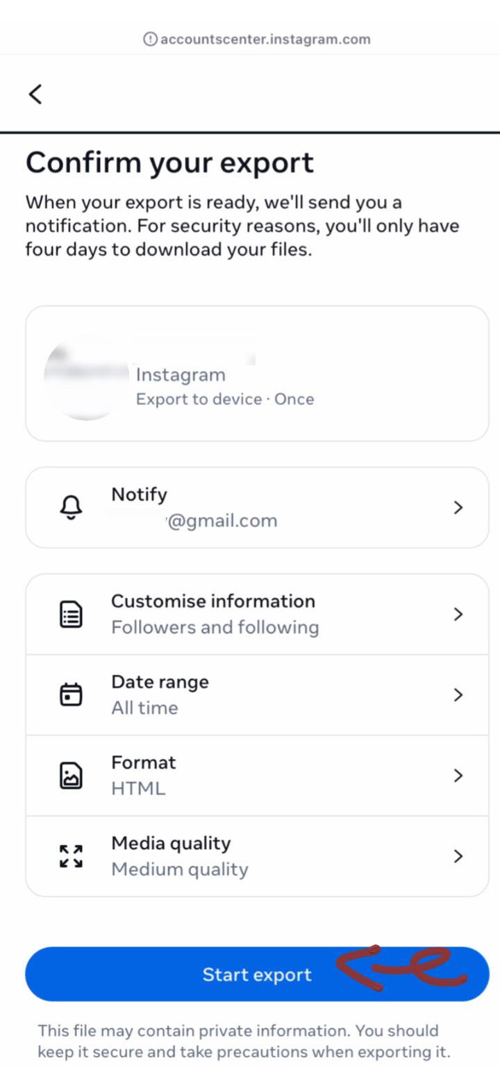 Step 11: Submit Start Export Request